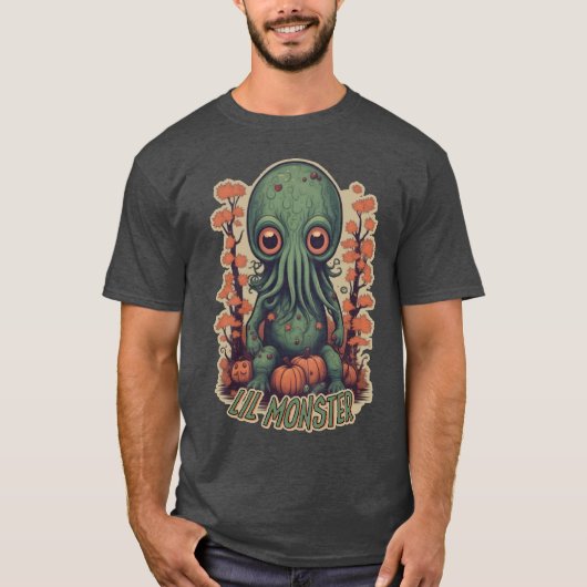 Schattigee Cthulhu in Pumpkin Patch  Style T-shirt (Voorkant)