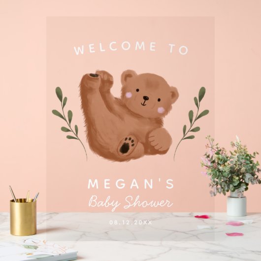 Schattigee Cub Beer Baby shower teken Acryl Bord (Huwelijk)