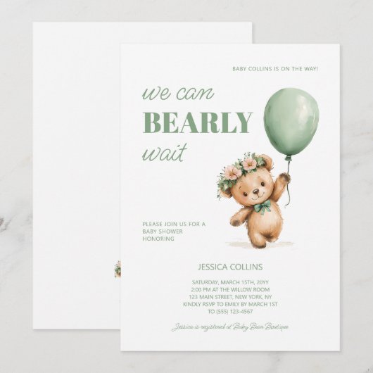 Schattigee Cub Sage Green We kunnen nauwelijks wac Kaart (Voorkant / Achterkant)