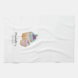 Schattigee Cup taarten en vruchten Waterverf Theedoek