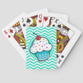 Schattigee cupcake; Aqua Green Chevron Pokerkaarten (Achterkant)