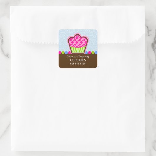 Schattigee Cupcake Bakkerij Blauwe Stickers (Tas)
