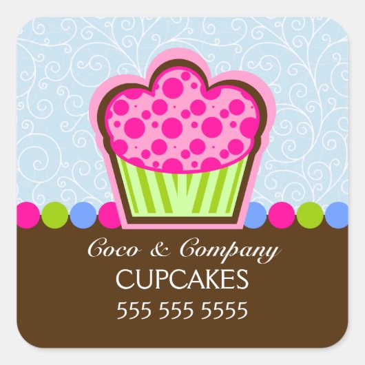 Schattigee Cupcake Bakkerij Blauwe Stickers (Voorkant)