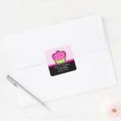 Schattigee Cupcake Bakkerij Roze Box Seals Vierkante Sticker (Envelop)