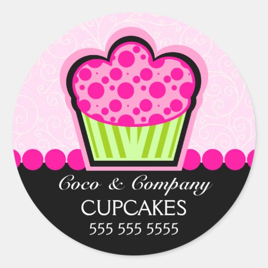 Schattigee Cupcake Bakkerij Stickers (Voorkant)