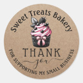 Schattigee cupcake cake bakkerij dank u bestellen ronde sticker (Voorkant)