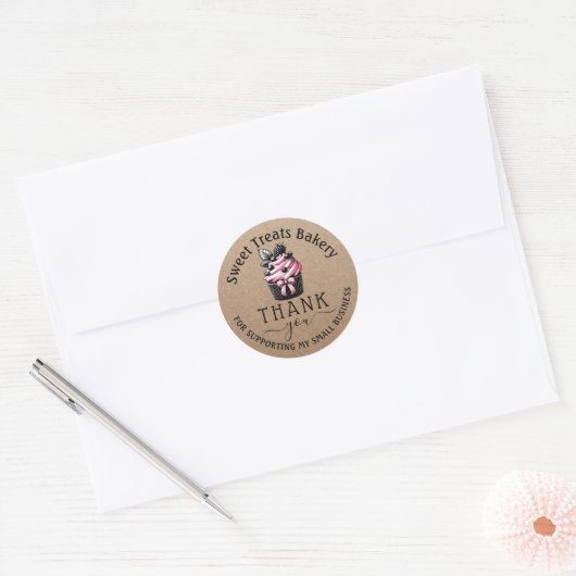 Schattigee cupcake cake bakkerij dank u bestellen  ronde sticker (Envelop)