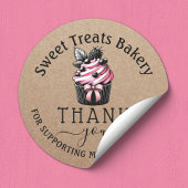 Schattigee cupcake cake bakkerij dank u bestellen  ronde sticker