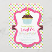 Schattigee Cupcake Candle verjaardagsfeestje uitno Kaart (Voorkant / Achterkant)