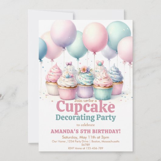 Schattigee Cupcake Decorating Party Meisje Bakken  Kaart (Voorkant)