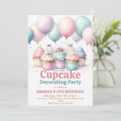 Schattigee Cupcake Decorating Party Meisje Bakken  Kaart (Staand voorkant)