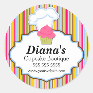Schattigee Cupcake en Baker's Pet Bakkerij Box Sea Ronde Sticker