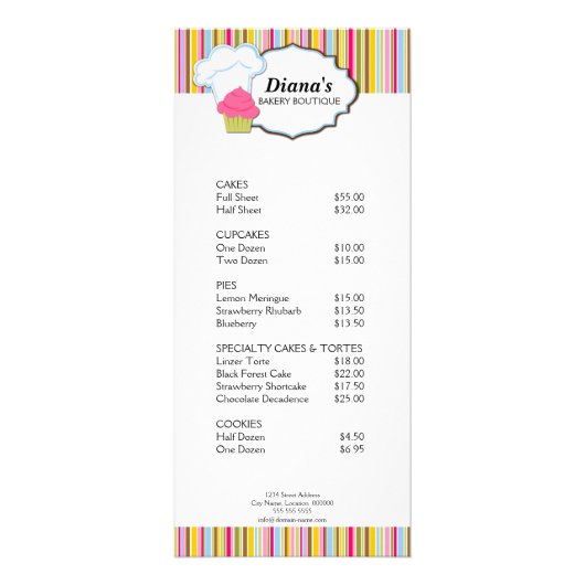 Schattigee Cupcake en Bakers Pet Bakkerij Rack Kaa Reclamekaart (Voorkant)