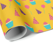 Schattigee Cupcake en Ballonnen Kids Verjaardag Cadeaupapier (Rol Hoek)