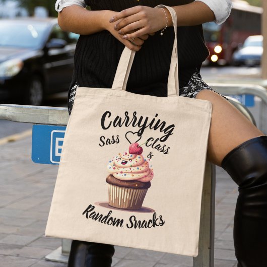 Schattigee Cupcake en  Typografie Canvas tas