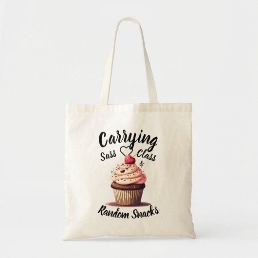 Schattigee Cupcake en  Typografie Canvas tas (Voorkant)