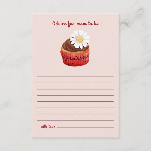 Schattigee Cupcake Flowers Baby shower advies voor Informatiekaartje (Voorkant)