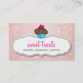 SCHATTIGEE CUPCAKE grillige bokeh patroon roze kor Visitekaartje