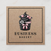 Schattigee Cupcake Handgemaakte Bakkerij Rustieke  Vierkante Visitekaartje (Voorkant)