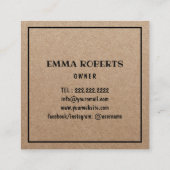 Schattigee Cupcake Handgemaakte Bakkerij Rustieke  Vierkante Visitekaartje (Achterkant)