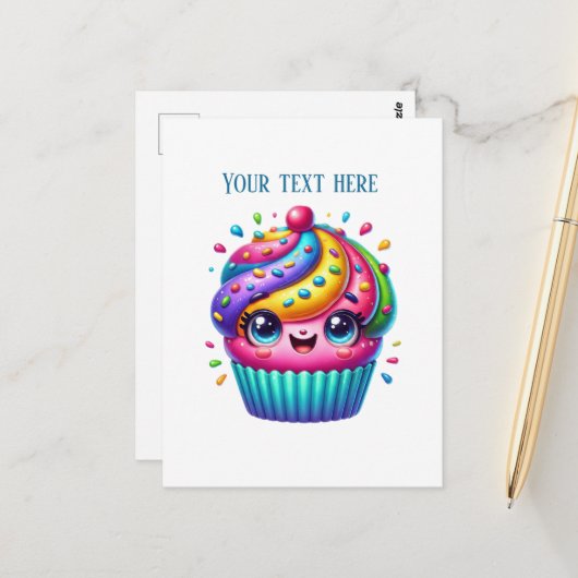 Schattigee cupcake liefhebbers bakkerij winkel briefkaart (Voorkant / Achterkant in situ)