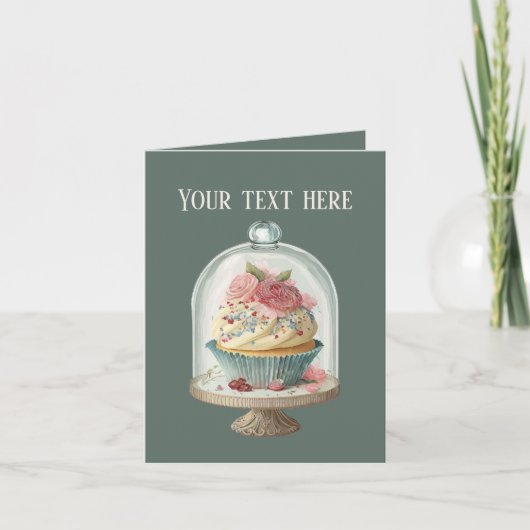 Schattigee cupcake liefhebbers tekst toevoegen kaart (Voorkant)