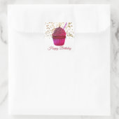 Schattigee cupcake met Confetti Happy Birthday Vierkante Sticker (Tas)