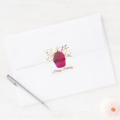 Schattigee cupcake met Confetti Happy Birthday Vierkante Sticker (Envelop)