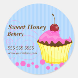 Schattigee cupcake met kersenbakkerij Stickers