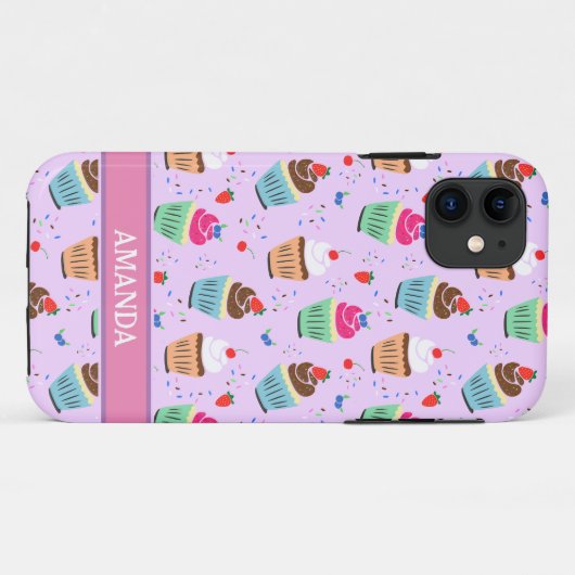 Schattigee cupcake patroon zoete dessert bakkerij Case-Mate iPhone case (Achterkant (horizontaal))