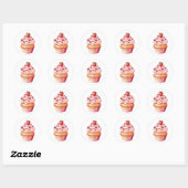Schattigee cupcake ronde sticker (Vel)