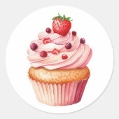 Schattigee cupcake ronde sticker (Voorkant)