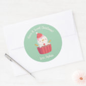Schattigee Cupcake Sneeuwman, Lief Kerstmis Ronde Sticker (Envelop)