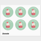 Schattigee Cupcake Sneeuwman, Lief Kerstmis Ronde Sticker (Vel)
