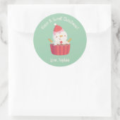 Schattigee Cupcake Sneeuwman, Lief Kerstmis Ronde Sticker (Tas)
