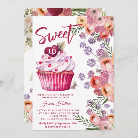 Schattigee cupcake Spring Butterfly bloemzoet 16 Kaart (Voorkant / Achterkant)