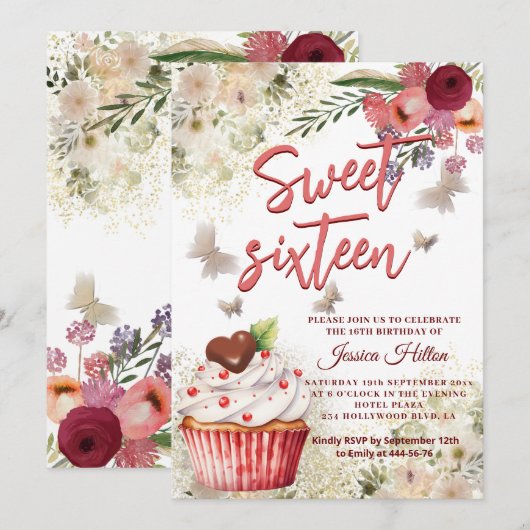 Schattigee cupcake Spring Butterfly boho bloemenzo Kaart (Voorkant / Achterkant)