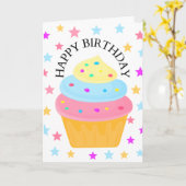 Schattigee Cupcake Verjaardag Kaart (Gele Bloem)