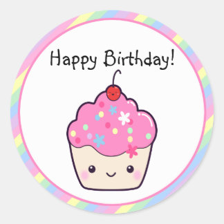 Schattigee Cupcake Verjaardag Ronde Sticker