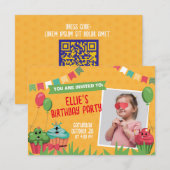 Schattigee Cupcake Verjaardagsfeestje Horizontale  Kaart (Voorkant / Achterkant)