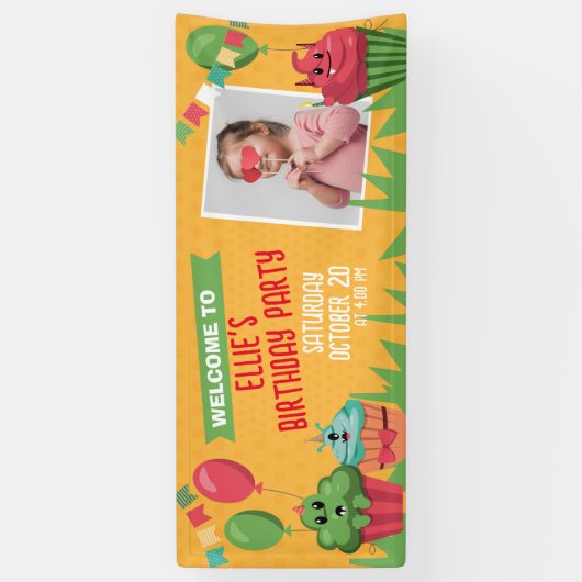 Schattigee Cupcake Verjaardagsfeestje Horizontale Spandoek (Verticaal)