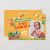 Schattigee Cupcake Verjaardagsfeestje Kaart Uitnod (Voorkant / Achterkant)