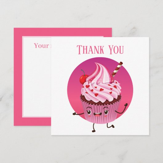 Schattigee cupcake verkopers of bakker bedankkaart (Voorkant / Achterkant)