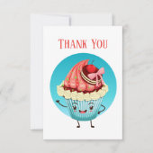 Schattigee cupcake verkopers of bakker bedankkaart (Voorkant)