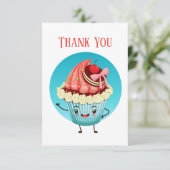 Schattigee cupcake verkopers of bakker bedankkaart (Staand voorkant)
