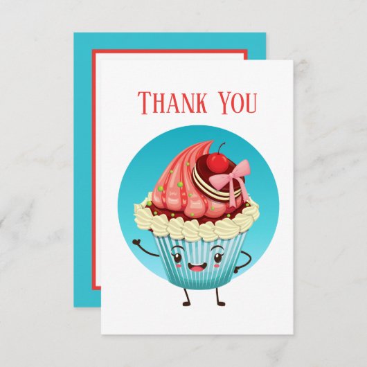 Schattigee cupcake verkopers of bakker bedankkaart (Voorkant / Achterkant)