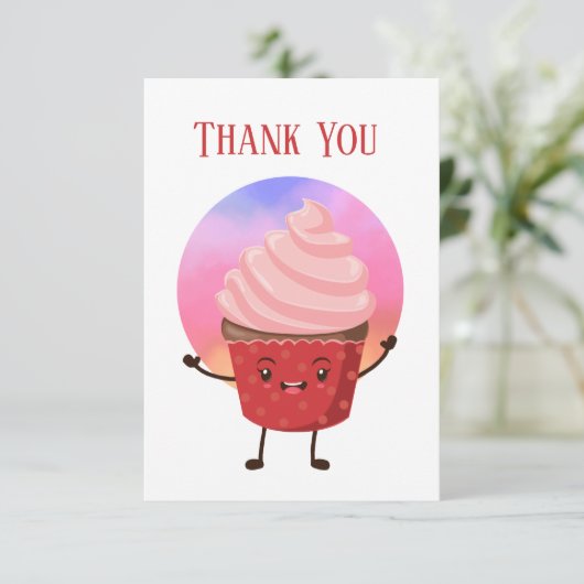 Schattigee cupcake verkopers of bakker Dank u Bedankkaart (Staand voorkant)