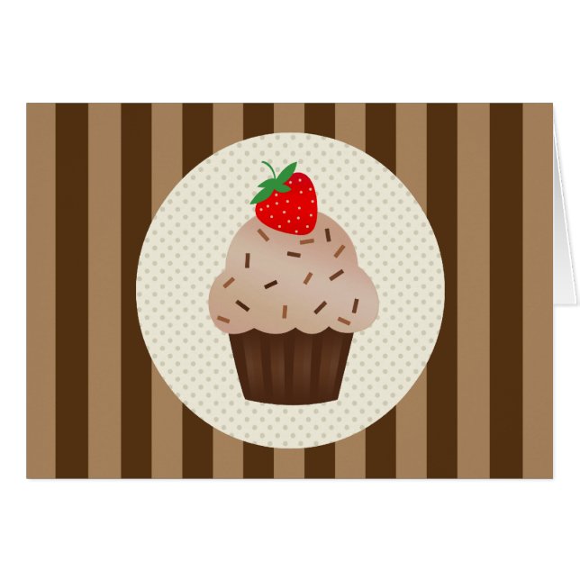 Schattigee Cupcakes Bruine Strepen Design (Voorkant Horizontaal)