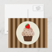 Schattigee Cupcakes Bruine Strepen Design Briefkaart (Voorkant / Achterkant)