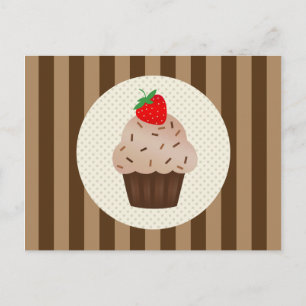 Schattigee Cupcakes Bruine Strepen Design Briefkaart